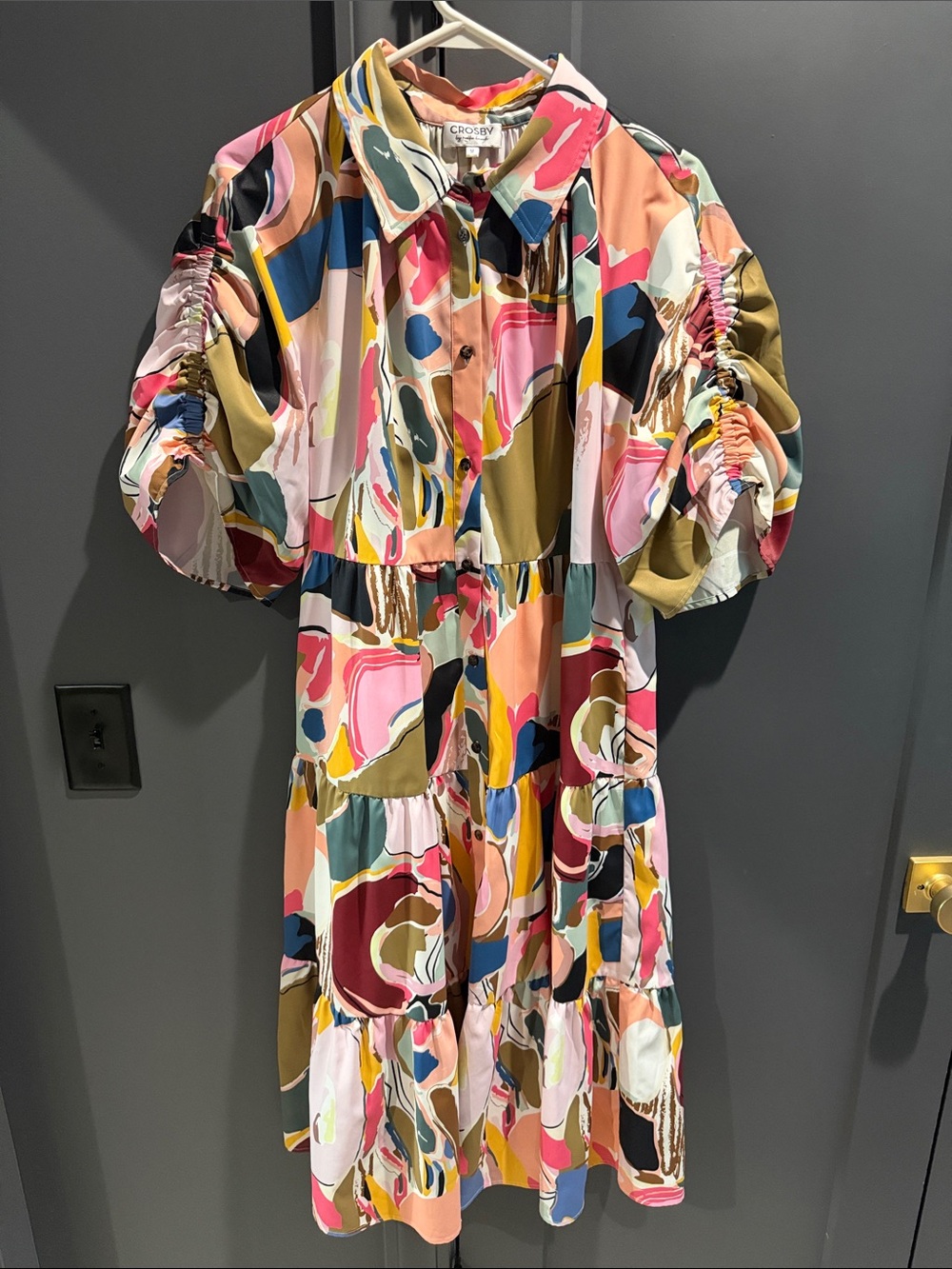 CROSBY by Mollie Burch Multicolor Abstract Print Midi Dress - Picture 1 of 3